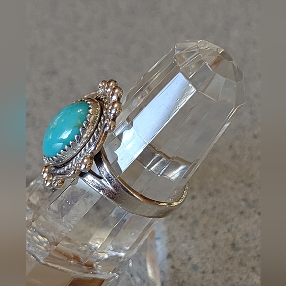 Sterling Turquoise Ring(7.5) - Picture 2 of 6